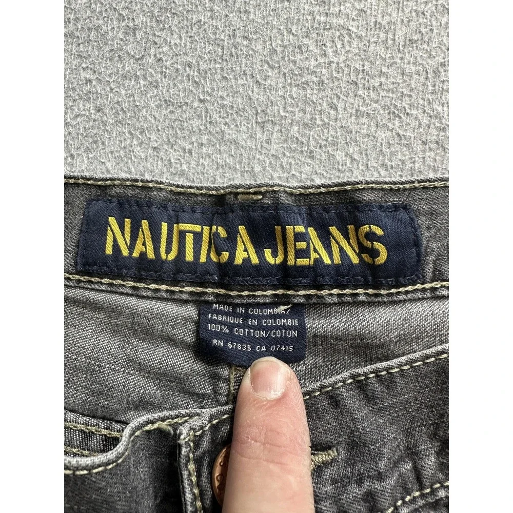 VTG Nautica Jeans Company Jeans Mens 36x32‎ Gray Denim Straight Leg Paint Marks